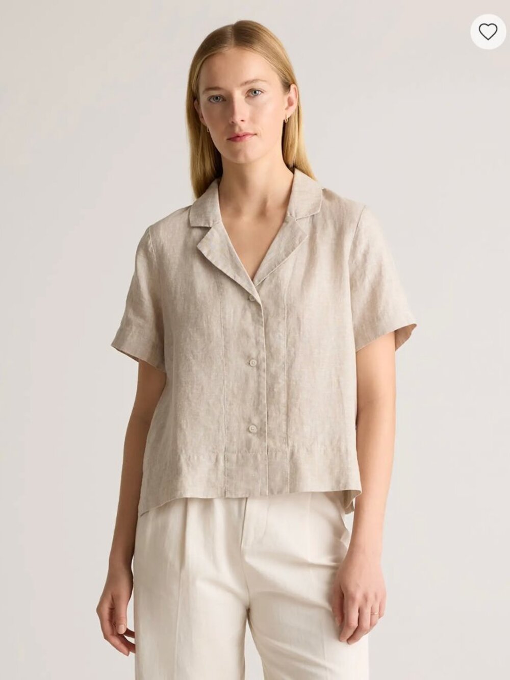 100% European Linen Short Sleeve Shirt - Flax - S